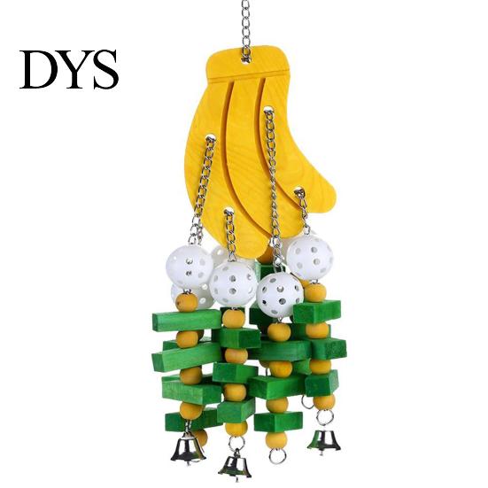 Parrot Wood Apple Banana Building Block Toy Pet Bird Ladder Bite Chew Cage Decor