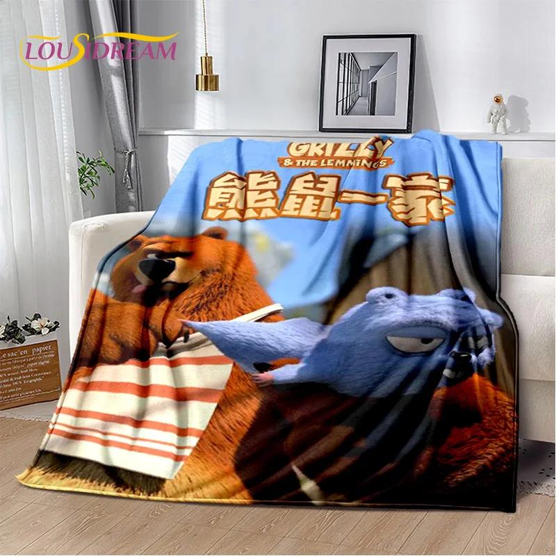 Cartoon Grizzy and The Lemmings Soft Flannel Blanket for Beds Bedroom Sofa Picnic,Throw Blanket for Cover Outdoors Leisure Gift