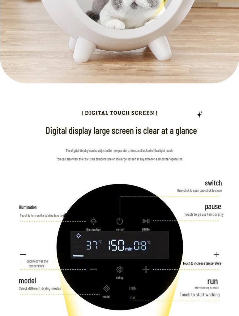 Smart Pet Dryer: Silent, Temperature-Controlled Drying Box for Cats and Dogs