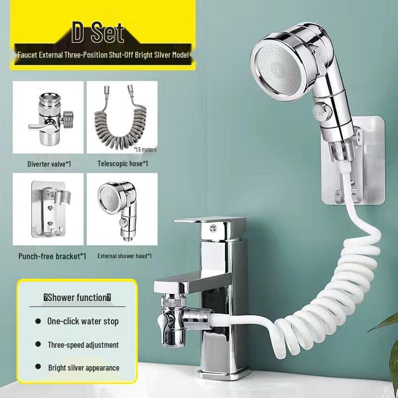 TLXT Bathroom Sink Swivel Faucet with Hair Wash Spray