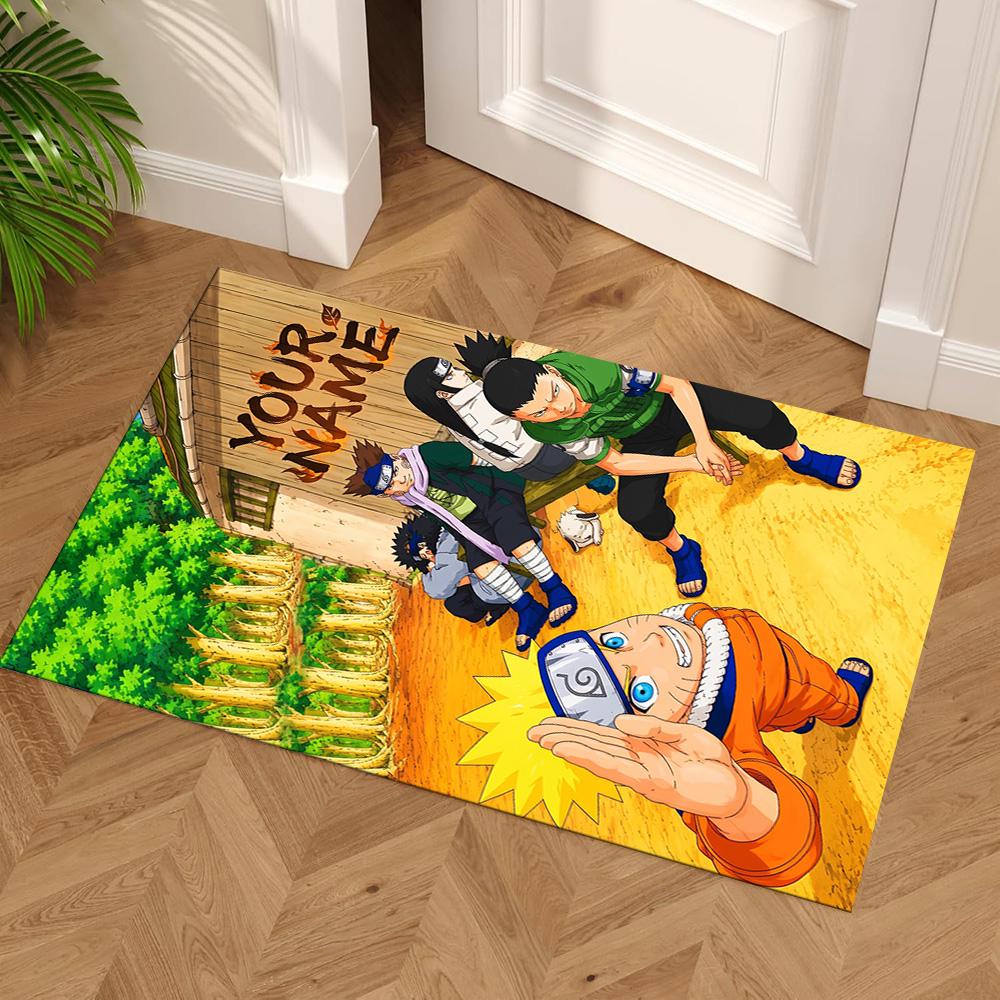 Naruto Character Personalized Name Floor Mat Design for Living Rooms Entryway Playrooms Dormitory Anti-slip Rug Office Home Decor Best for Christmas