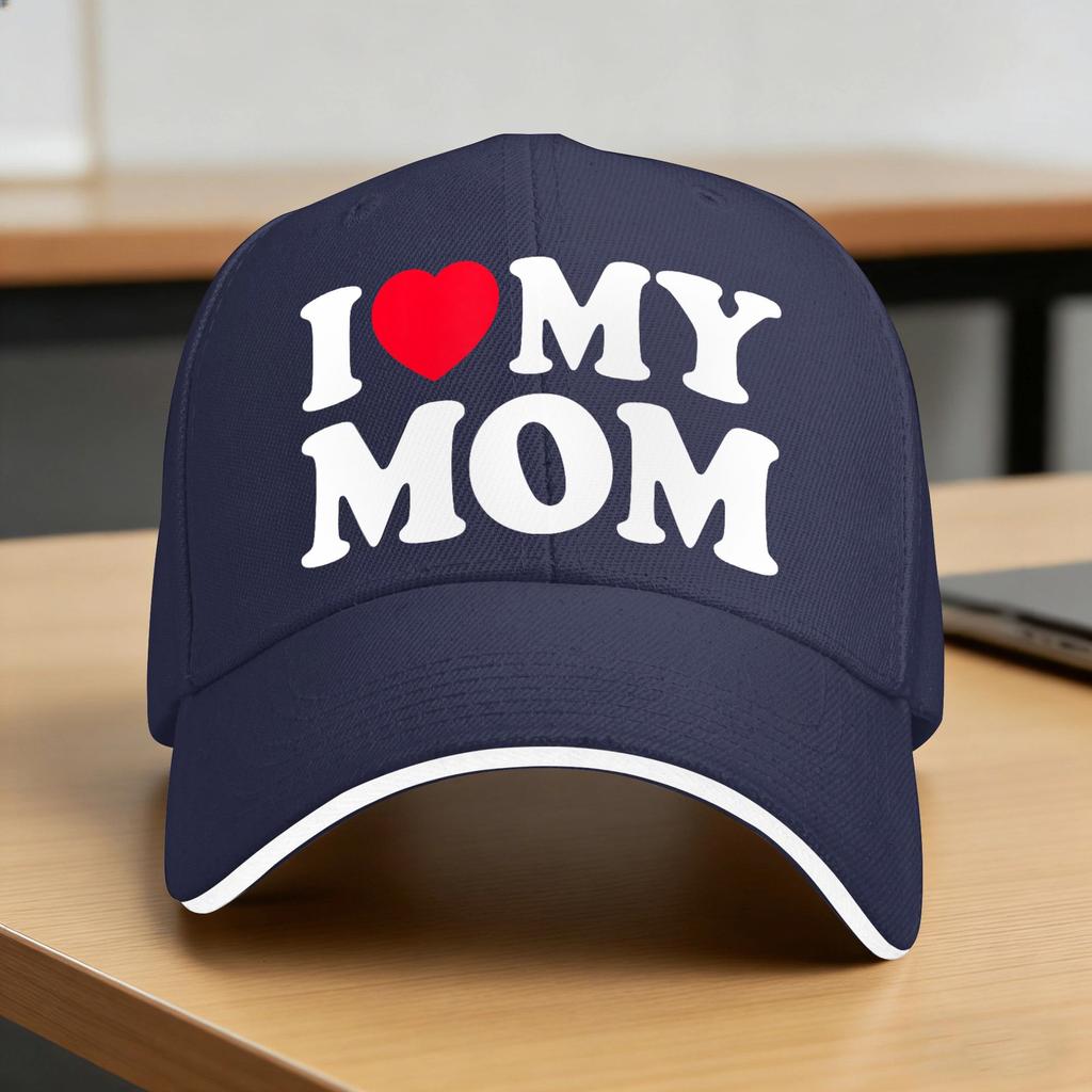 Summer I Love My Mom Baseball Cap Unisex Women I Heart My Mom Mothers Day Sun Trucker Hat Breathable Baseball Caps