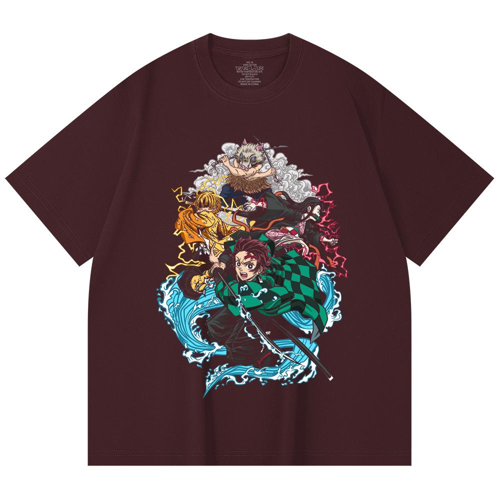 

230 Gsm 100% Cotton Demon Slayer V23 Hashiras Print Unisex Heavy Cotton T Shirt 2XL