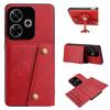PU Leather Wallet Phone Case for Xiaomi Redmi 13X,13 4G,POCO M6 4G,F6 Card Slots Dual Metal Button Shockproof Full‑Body Cover