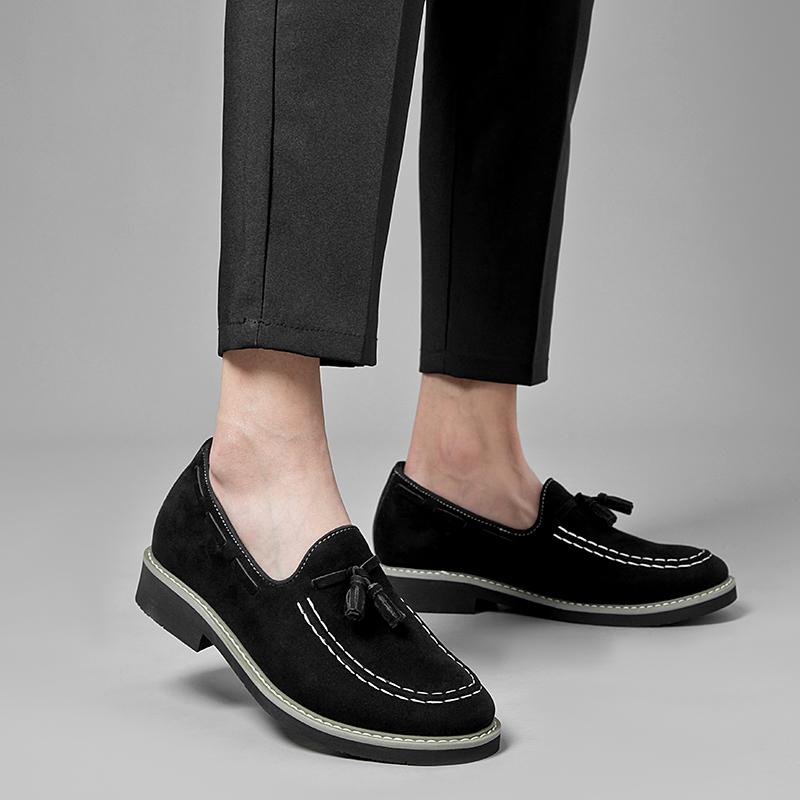 Handmade Men Casual Elevator Loafers Hidden Inner Height Increase Slip-On Comfortable Driving Shoes Moccasin New Insole Red