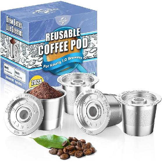 2 Pack K Cup Reusable Coffee Pods for Keurig: Stainless Steel Refillable K Cup - Reusable Coffee Filter for Keurig 1.0 Coffee Maker, Permanent,