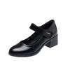 Shoes Single Shoes Spring and Summer Breathable Women's Shoes Thick Heel Soft Sole Work Shoes Casual and Comfortable Black Medium Heel Shoes