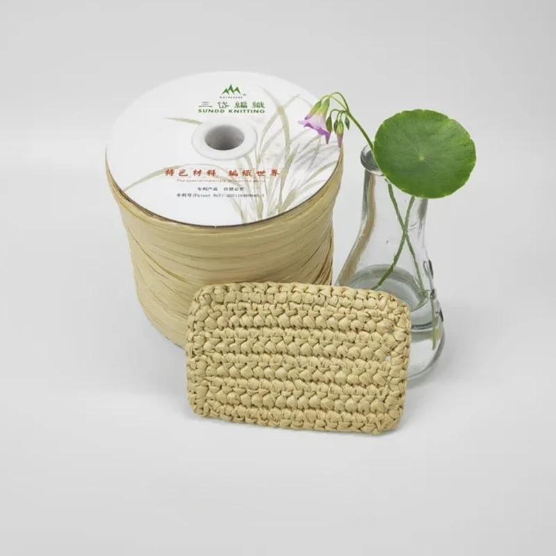 600M Raffia Strohgarn Häkelgarn für DIY Stricken Sommerstrohhut Handtaschen Kissen Handgeflochtenes Strohgarn