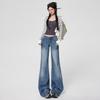 Women's Retro Micro-Flare Jeans - New Autumn Arrival, American-Style, Non-Stick, Loose, Draping, Wide-Leg Pants