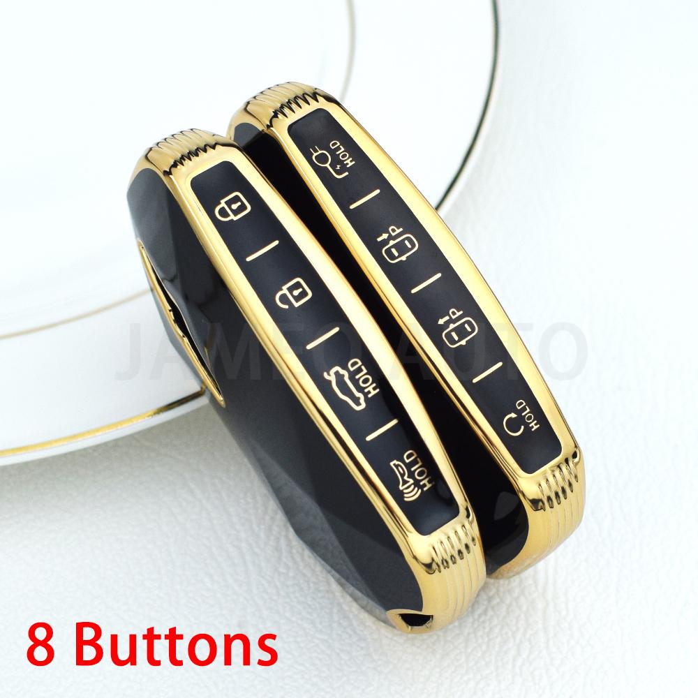 For Hyundai Genesis G90 GV60 2022 TPU 6 7 8 Knapper Bil Smartnøkkel Etui Fob Deksel Skall Holder Veske Nøkkelring Tilbehør