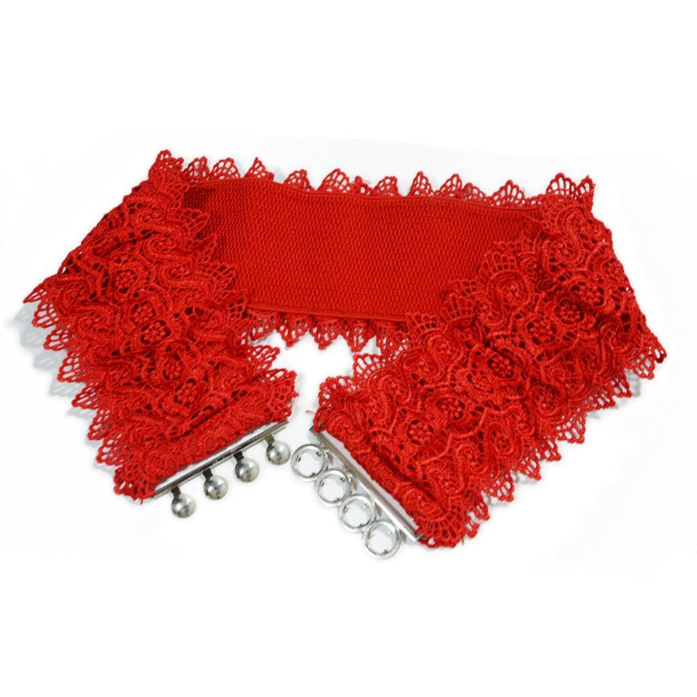 

Универсальный кружевной пояс на талию шириной 12 см, эластичный пояс, роскошный корсет для талии для женщин красный