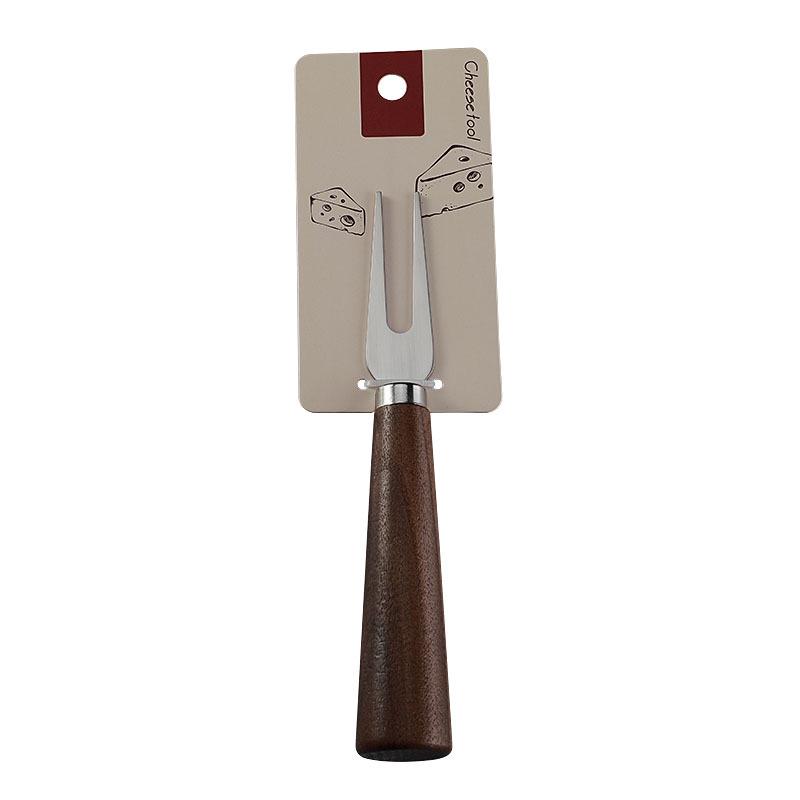Walnut Handle Stainless Steel Cheese Knife, Fork, and Butter Spreader Set