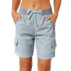 Women's Fashionable Color Pocket Drawstring Casual Work Pants With Elastic Waist And Rolled Edge Five Quarter Shorts
