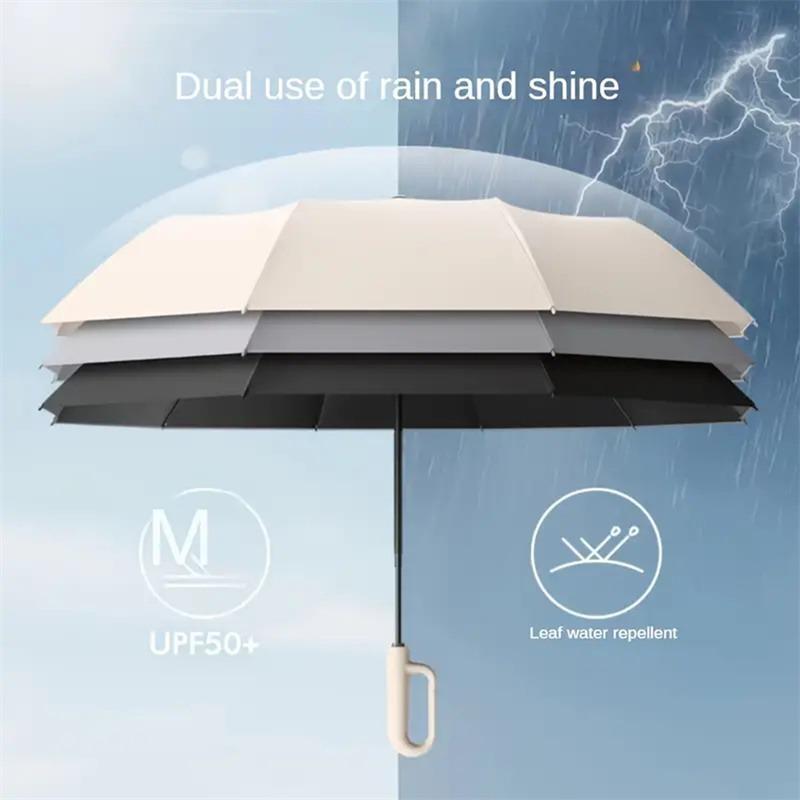 Extra Large Reinforced Wind-resistant Rain-resistant Dual-purpose UV-resistant Fully Automatic Ring-buckle Umbrella