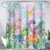 Boys' Dinosaur Monster Truck Shower Curtain Speed Racing Cars with Dinosaurs Print Waterproof Fabric Bath Curtain with Hooks
