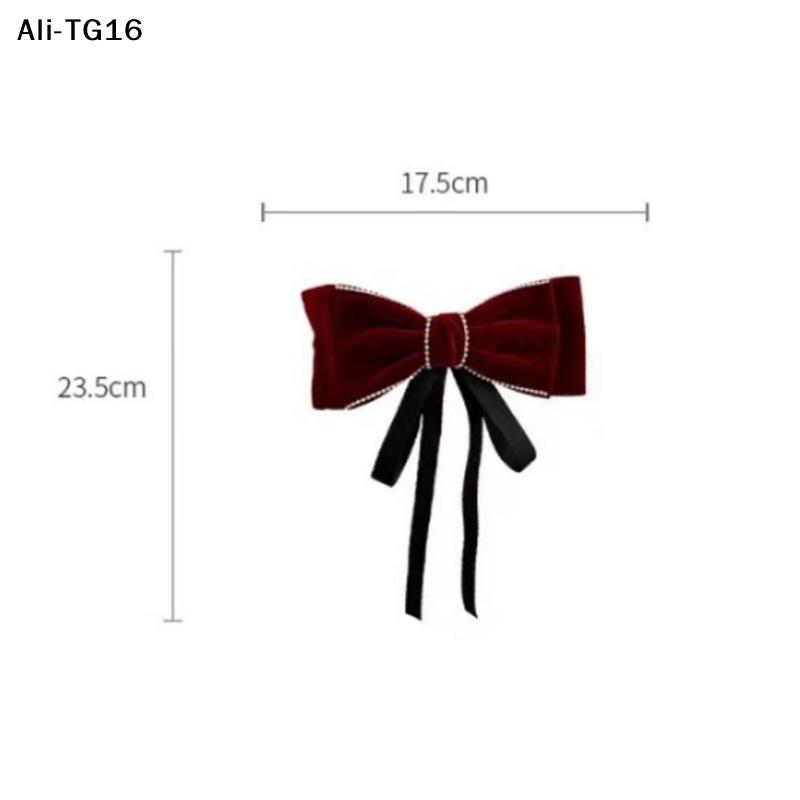 Fashion Retro Rhinestone Velvet Bow Ribbon Hairpin For Woman Temperament Back Of The Head Hair Clips New Year Hair Accessories