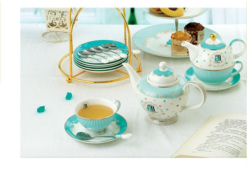 Creative European Bone China Tea Set: Cup, Saucer, Teapot, Dessert Plate, Double-Layer Fruit Bowl, Mix & Match
