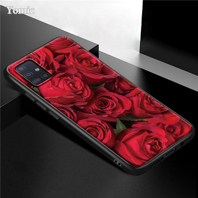 Husa cu flori roz trandafir pentru Samsung Galaxy S21 Ultra A51 A71 A52 A72 5g S20 Fe A50 A70 A41 A31 A30 A21s Tpu Husa telefon neagra Capa