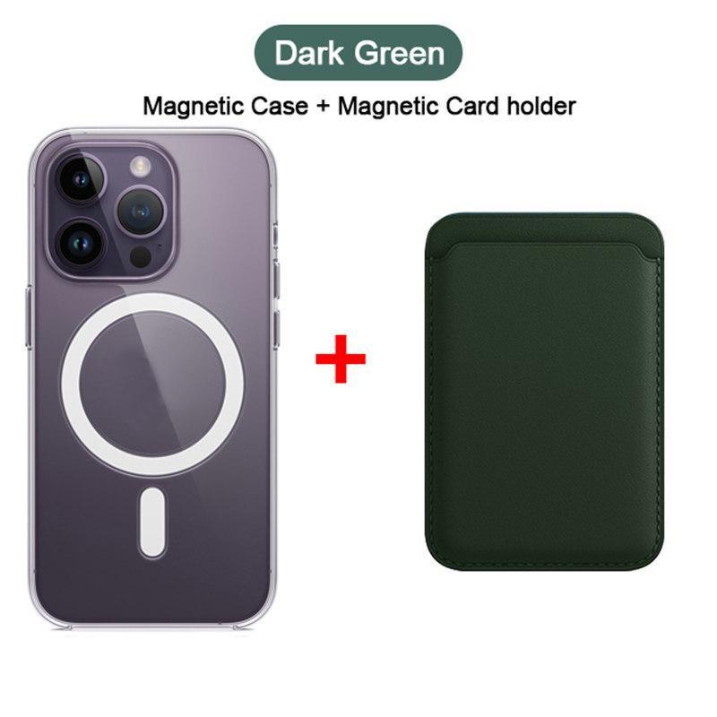 2in1 For Magsafe Card Holder Wallet Magnetic Case For iPhone 16 15 14 13 12 11 Pro XS Max X XR Wireless Charging Accessories