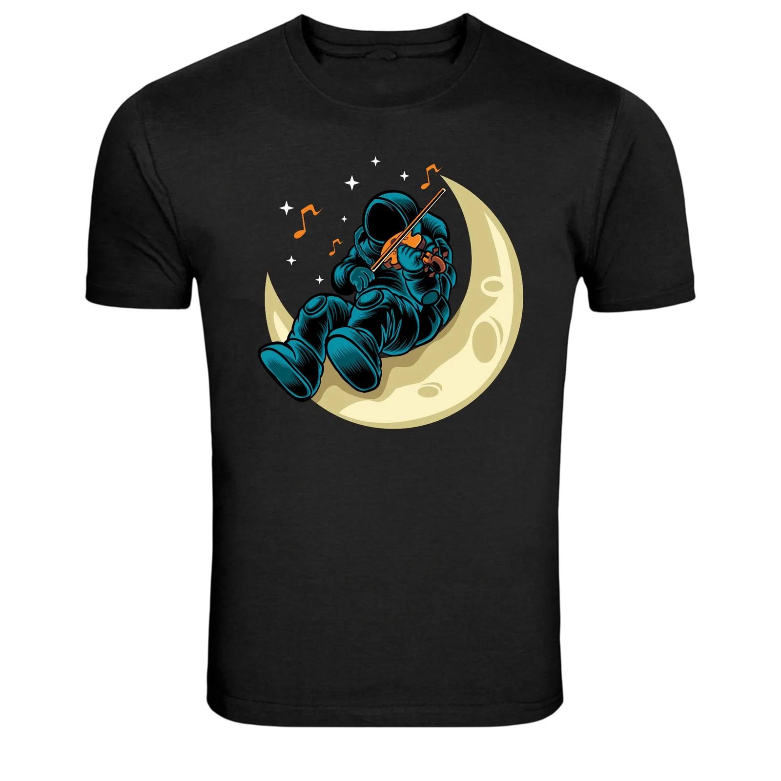 Astronaut Playing Violin On Moon Graphic T-Shirt 3XL