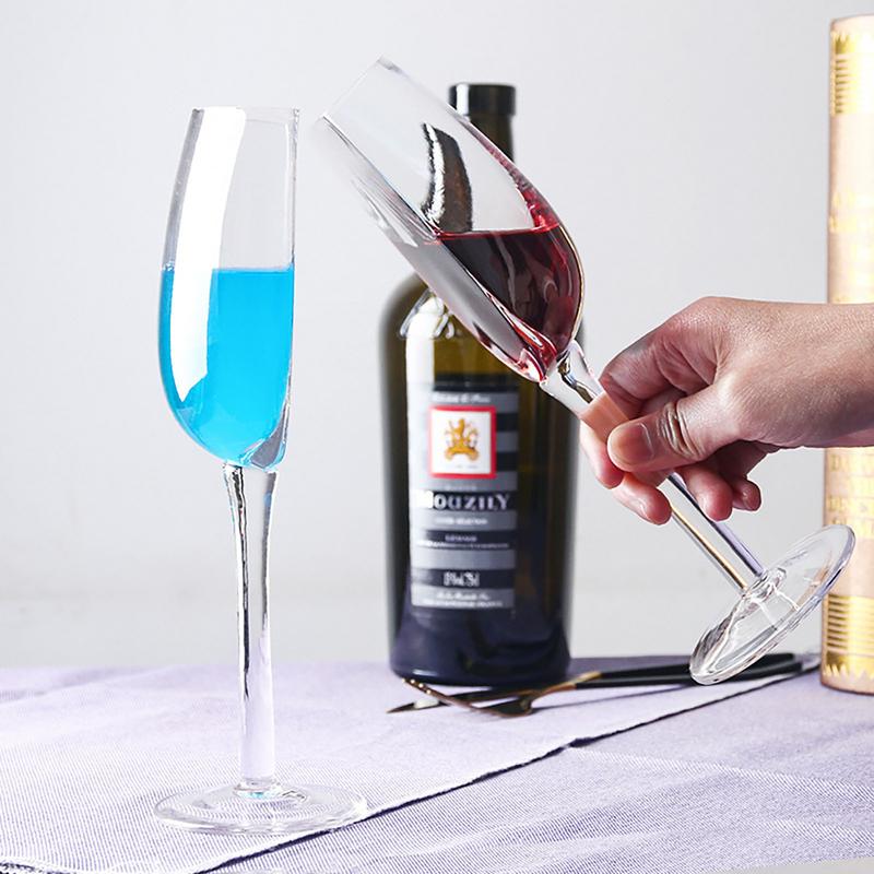 Kreatives Weinglas, 140 ml, halbförmige Kristallglasbecher mit Stiel, tragbare Weinbecher für Geburtstagsfeier, Geschirr, Weihnachtsgeschenk