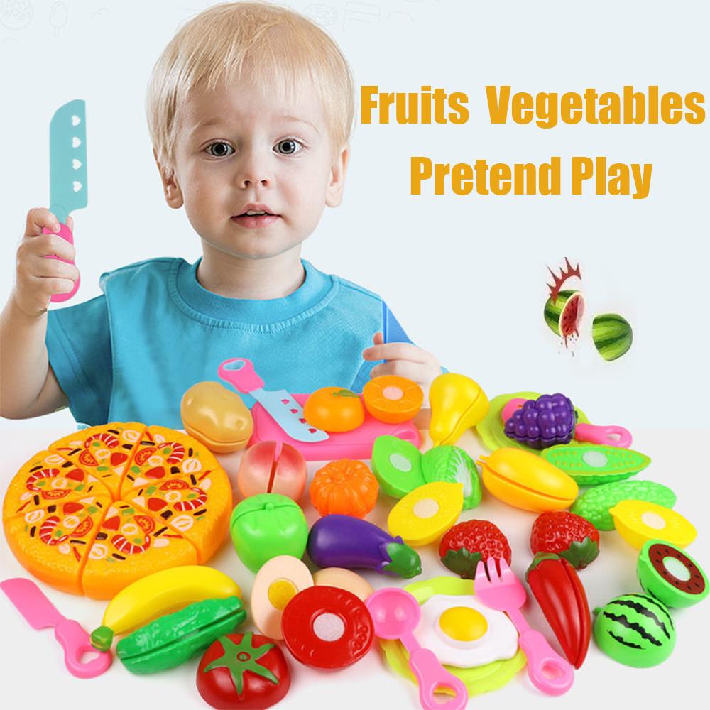 Jouet Éducatif Ensemble de Jouets de Cuisine Fruits et Légumes à Couper Pizza Nourriture Engager Avec Jouets de Simulation de Maison Jeu de Rôle Jouets pour Enfants Cadeaux