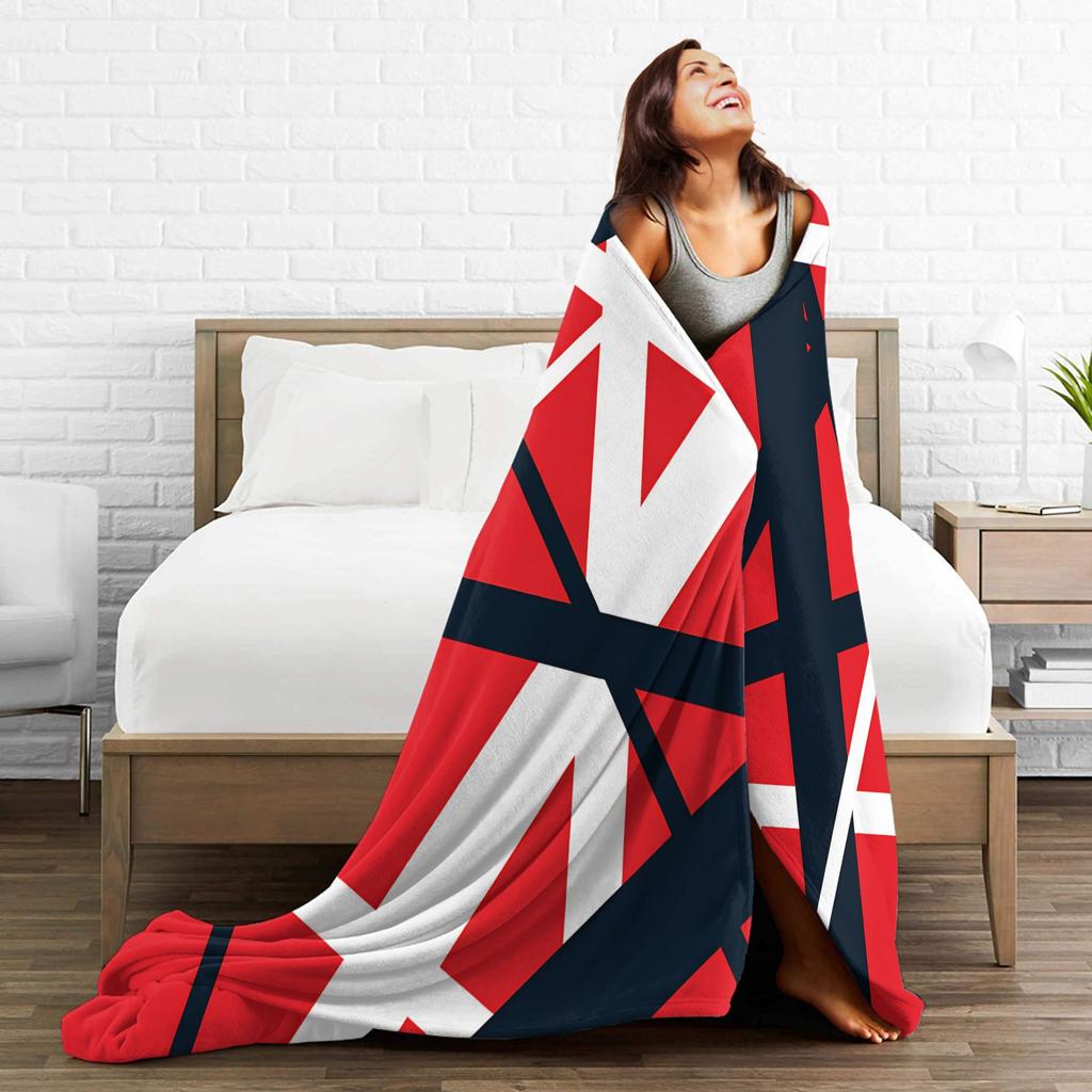 Aabstract Red And Black With White Lines Van Halen Blanket Winter Soft Throw Blanket For Boy Outdoor Flannel Bedspread Bed Cover