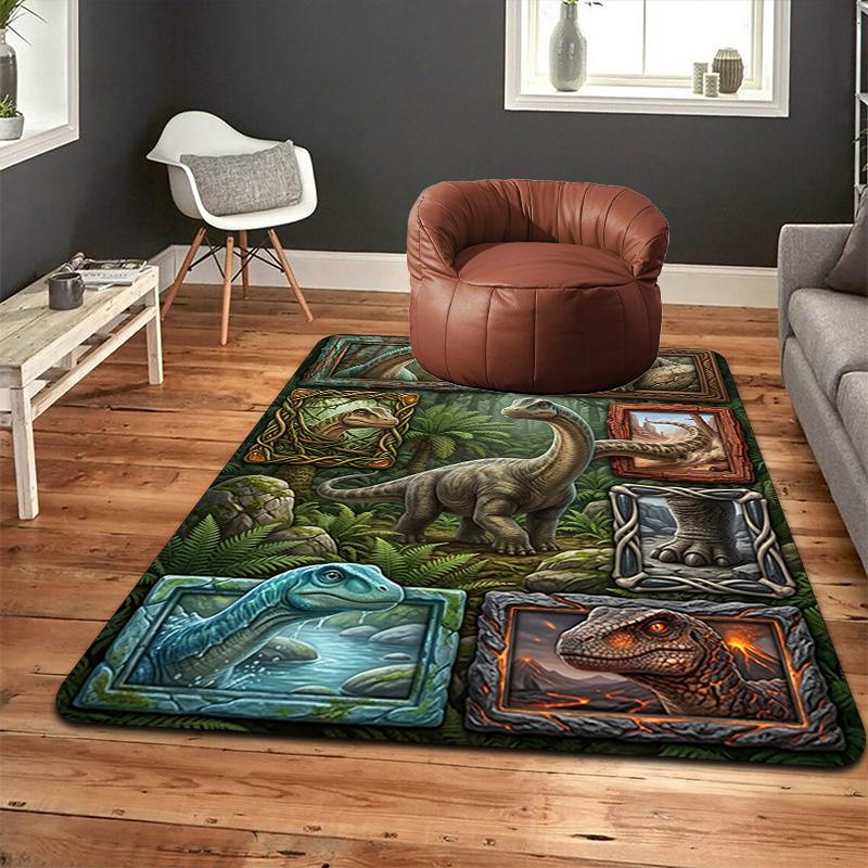 Dinosaur Collection Pattern Rug Floor Mat for Living Room or Bedroom Soft and Comfortable Carpet a Gift for Birthday and Holiday.