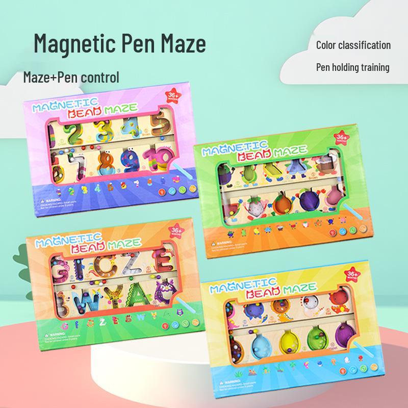 

Kids Wooden Magnetic Maze Game: Color & Number Sorting Educational Toy