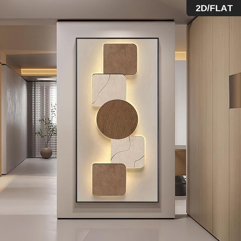 1 Stück 2D flaches modernes minimalistisches rahmenloses geometrisches Patchwork dekoratives Gemälde, nordischer Stil Wohnzimmer Sofarückwand p