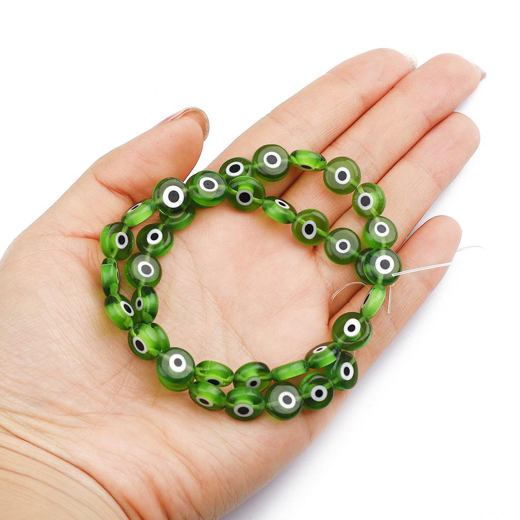 6/8/10 mm Módní barevné zploštělé korálky Evil Eye Volné Lampy Skleněné korálky pro náramek Náhrdelník Vlastní výroba šperků