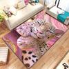 Künstlerischer Rosa Leopard Porträt Gedruckter Teppichläufer Wohnzimmer Schlafzimmer Büro Musikzimmer Boden Teppich Stilvolle Heimdekoration Geschenk
