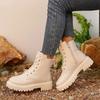 Große Samt-Martin-Stiefel für Damen Herbst und Winter neue Mode vielseitige Lokomotiv-Kurzstiefel dicksohlige Lederstiefel für Damen