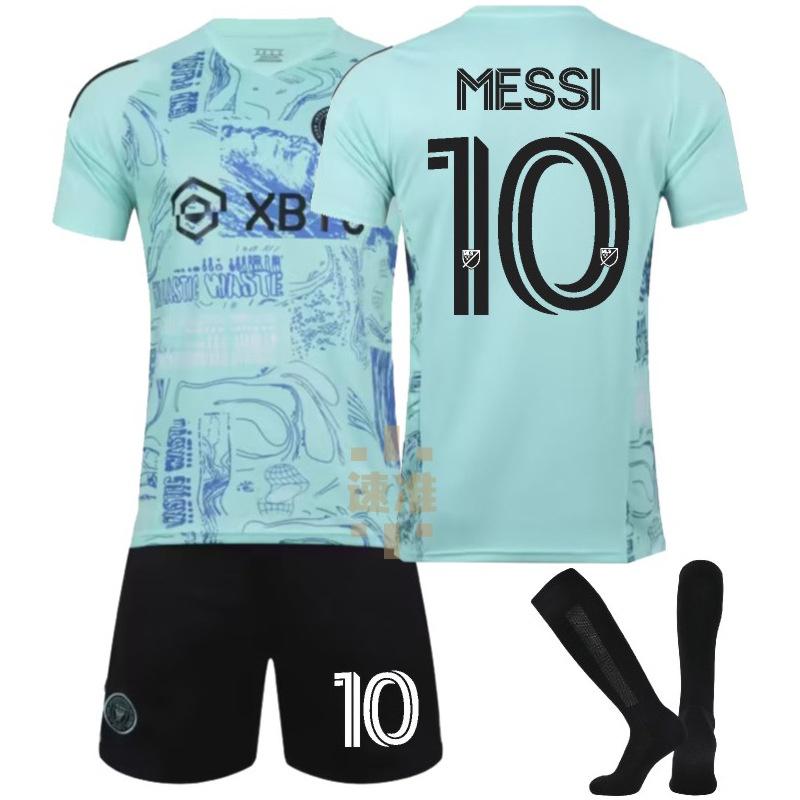 Messi Miami Fußballtrikot-Set für Erwachsene und Kinder Atmungsaktives Polyestergewebe Exportqualität