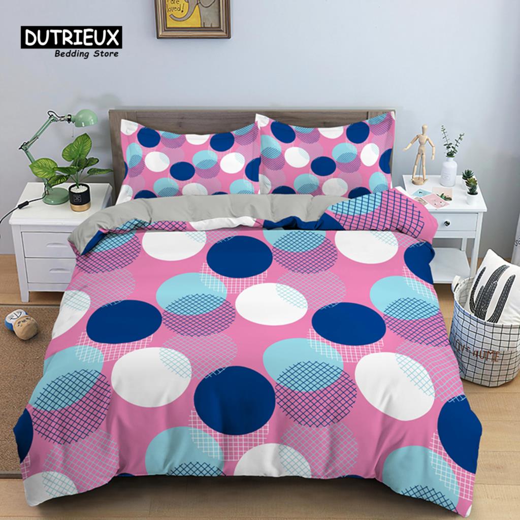 Psychedelic 3D Geometric Duvet Cover Modern Retro Neon Bedding Set Microfiber Colorful Abstract Quilt Cover Full For Kids Teen