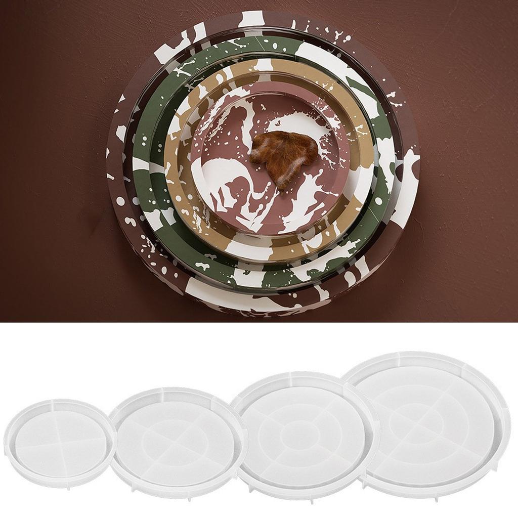 Silicone Resin Tray Moulds Fruit Dish Mould Round Cement Tray Molds Plate Moulds for Resin Casting Craft Decorations