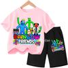 Kids Rainbow T-shirt Friends Girls Boys Clothes Summer Short Sleeve Tshirt Set Cartoon Tee Tops Game Anime Shirts Camiseta