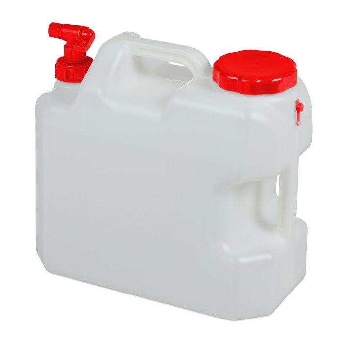 Relaxdays jerricane d’eau avec robinet, couvercle à visser, bidon à eau de camping, 18 l, sans bpa, blanc-rouge