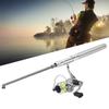 Portable Mini Pen Shape Fishing Rod Pole Pocket Retractable Fishing Rod With Reel WheelSilver