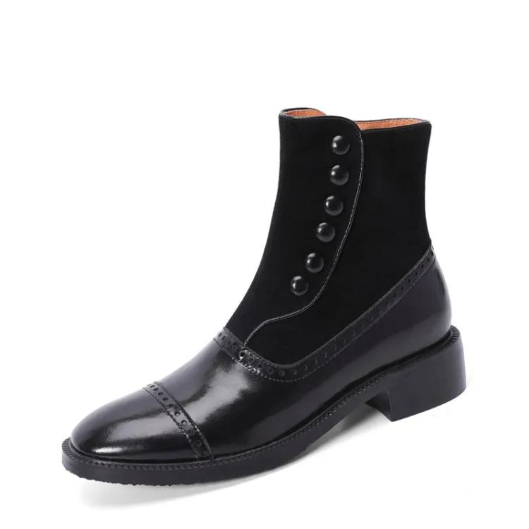 

Мода ГОРЯЧАЯ РАСПРОДАЖА Осень/Зима Женские Ботинки Сплит Кожа Обувь для Женщин Круглый Носок Массивный Каблук Обувь Овчина Замша Голенище Заклепки Ботинки Женские 40 чёрный