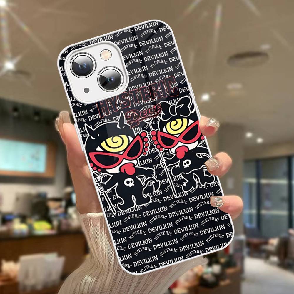 Japan Fashion H-Hysteric M-Mini For iPhone 14 13 12 Mini 11 Pro XS Max X XR 14 Plus Tempered Glass Cover