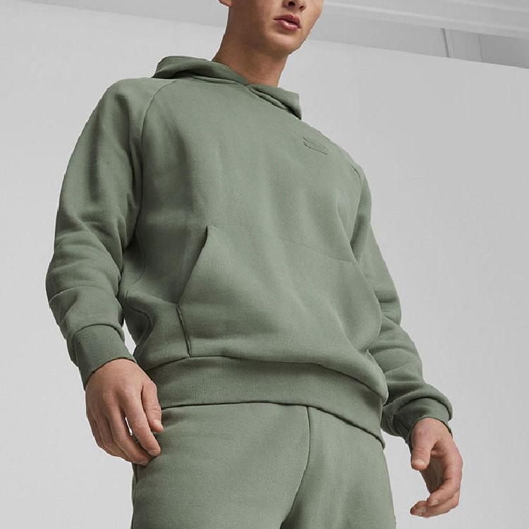 Puma Solid Color Casual Hoodie With Large Pockets Long Sleeve Sweatshirt Unisex sweatshirt Green 625301-44