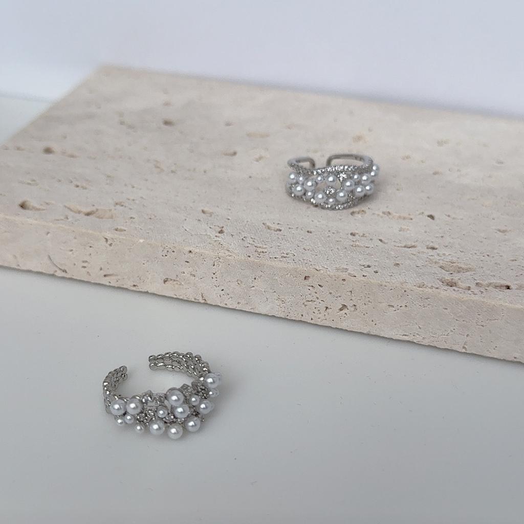 Mode Geometrischer High-End Offener Ring Eingelegt mit Zirkon Glänzend Nischendesign Damen Leichter Luxus Edles Temperament Schmuck