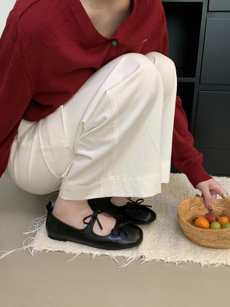 French bow Mary Jane women's shoes 2025 autumn spring new temperament flat heel with skirt small leather shoes women