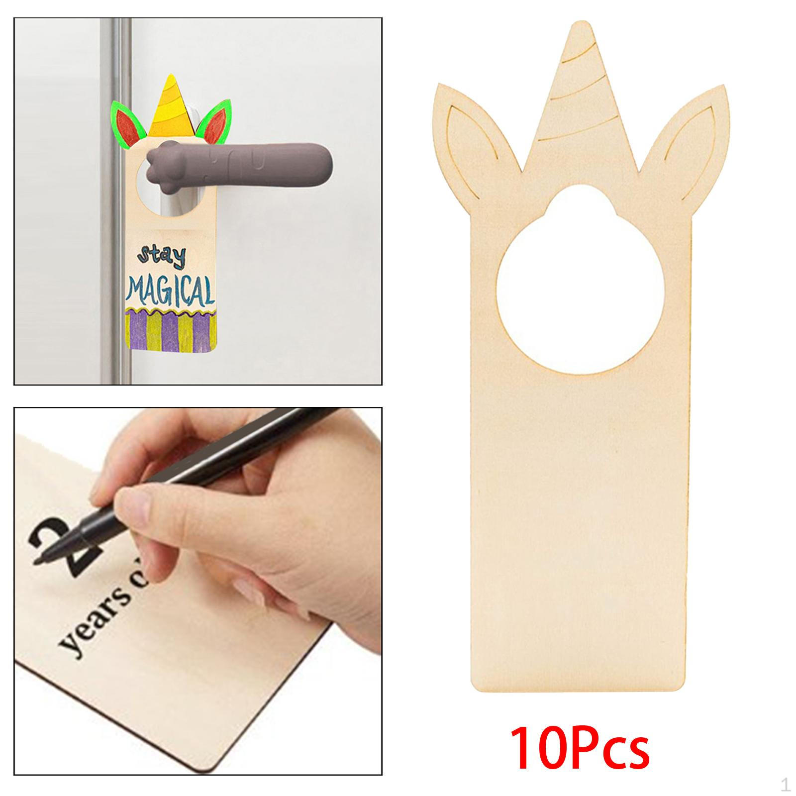 10 Pieces Unfinished Wood Door Knob Hangers Blank Signs Decorative Ornaments Board Unicorn
