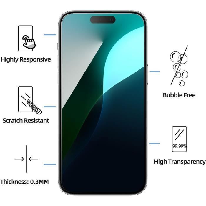 Coque de protection - silicone - iphone 16 - gris - 2 vitres verre trempé - antidérapante
