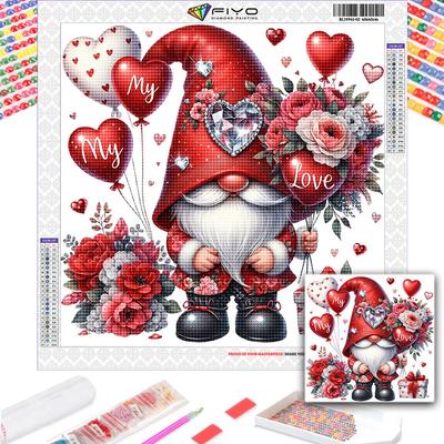 New 2024 Full Diamond Painting Valentine's Day Gnome Diamond Mosaic Goblin Beads Embroidery Picture Art  Home Decor Gifts