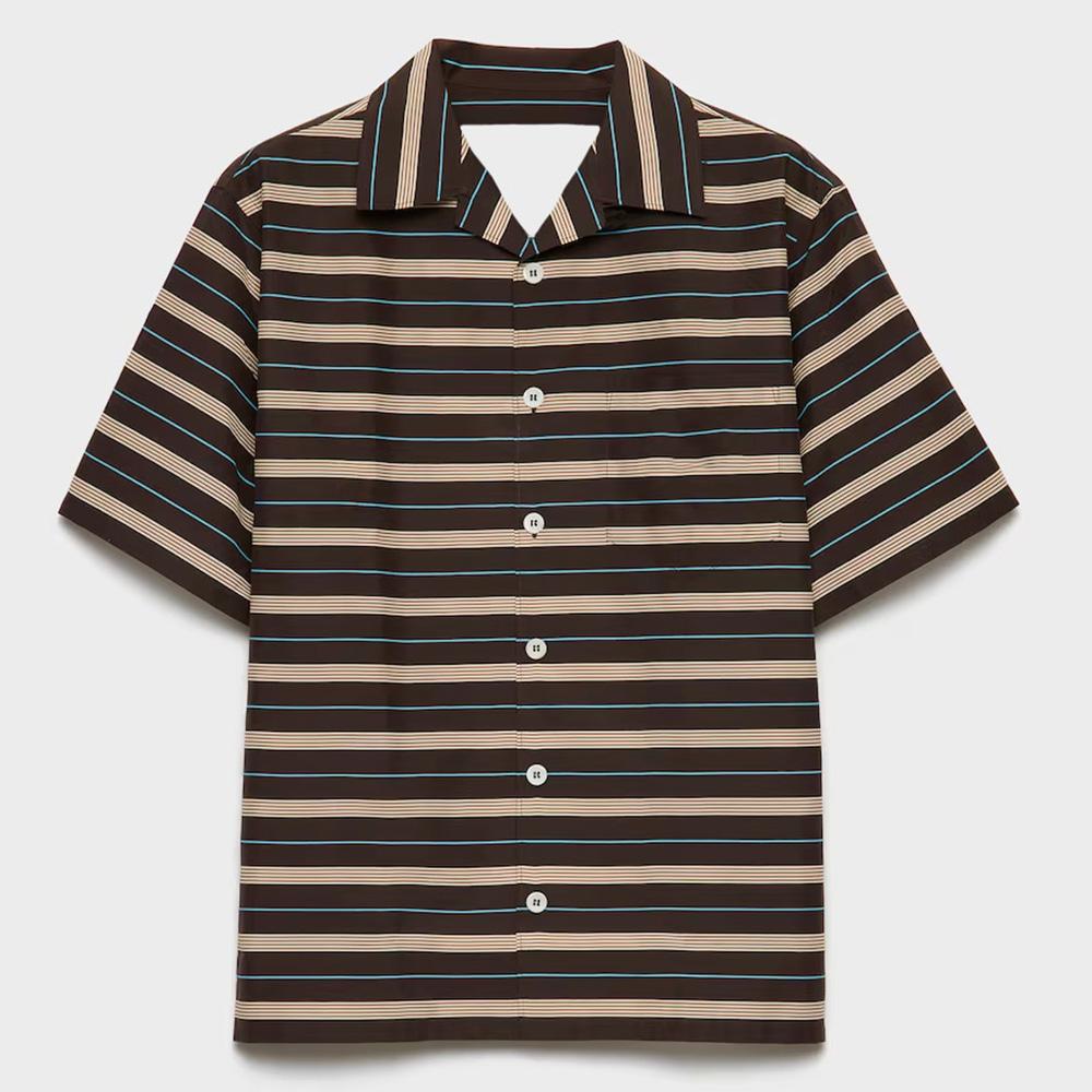 

Коричневая полосатая рубашка на пуговицах Свободная Мужская Повседневная с коротким рукавом Одежда Унисекс Уличная одежда Рубашки с 3D-принтом для Мужчин Топы XXXXL