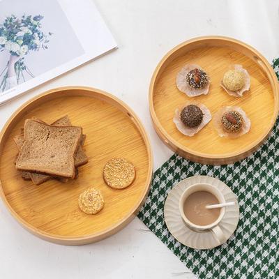 Bamboo Pallet Round Serving Tray with Handles Versatile Durable Bamboo Storage Tray for