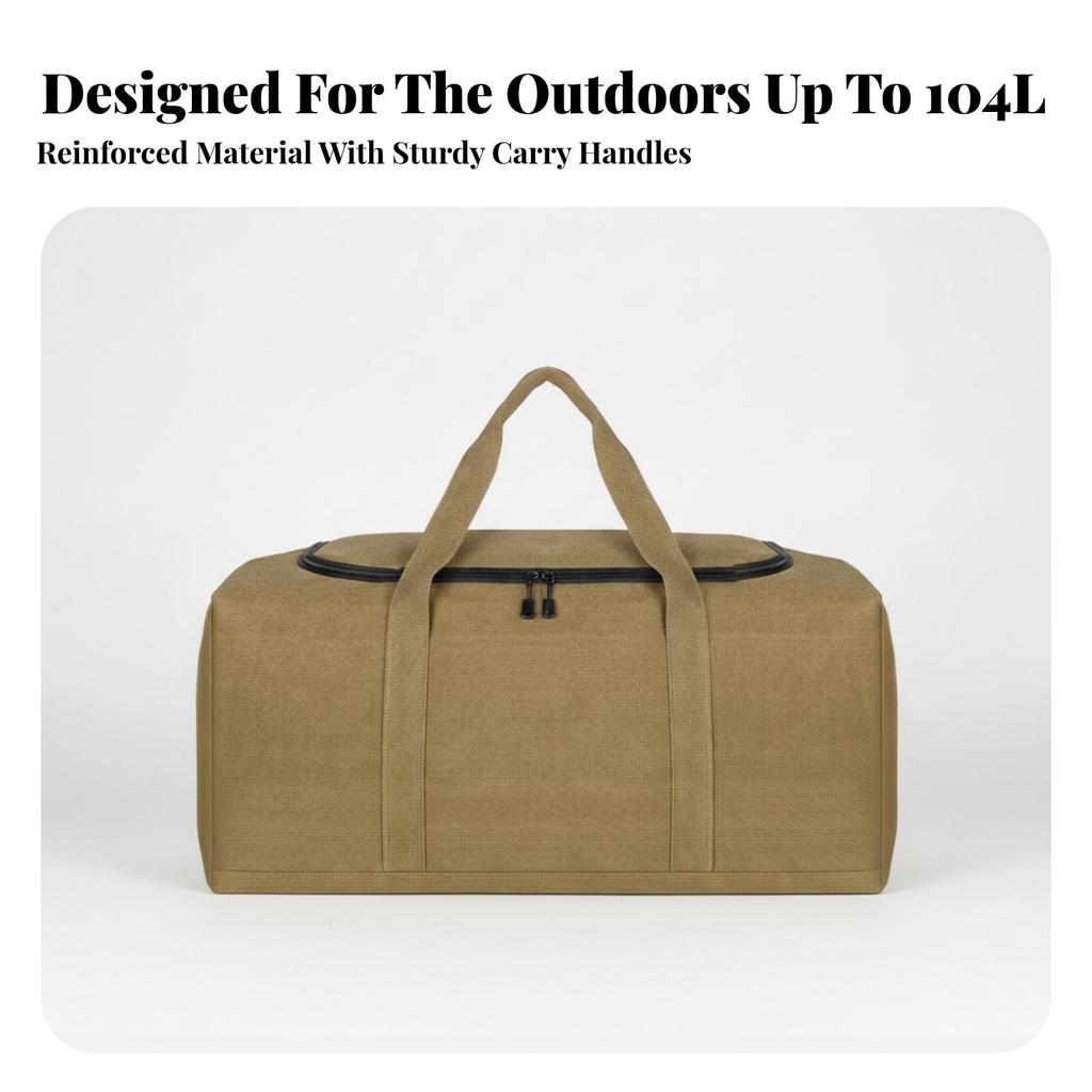 Camping Gear Organizer Spacious Canvas Storage Bag Zippered for Road Trips